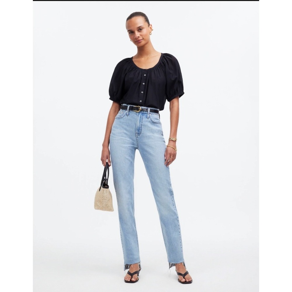 Madewell The‎ Perfect Vintage Jean Light Wash Raw Hem Straight Leg Denim